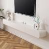 Floating TV Stand, Glossy Wall Mounted TV Shelf, Modern Entertainment Center with Storage TV Cabinet Media Console Table for Living Room(White,120CM) view 1