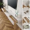 Floating TV Stand, Glossy Wall Mounted TV Shelf, Modern Entertainment Center with Storage TV Cabinet Media Console Table for Living Room(White,120CM) view 4