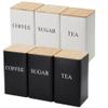 Coffee Tea Sugar Container Set of 3 Iron Tea Coffee Sugar Canister Set with Airtight Bamboo Lid and Name Marker Simple Square Kitchen Canister Set for Coffee Tea Sugar Storage White view 2