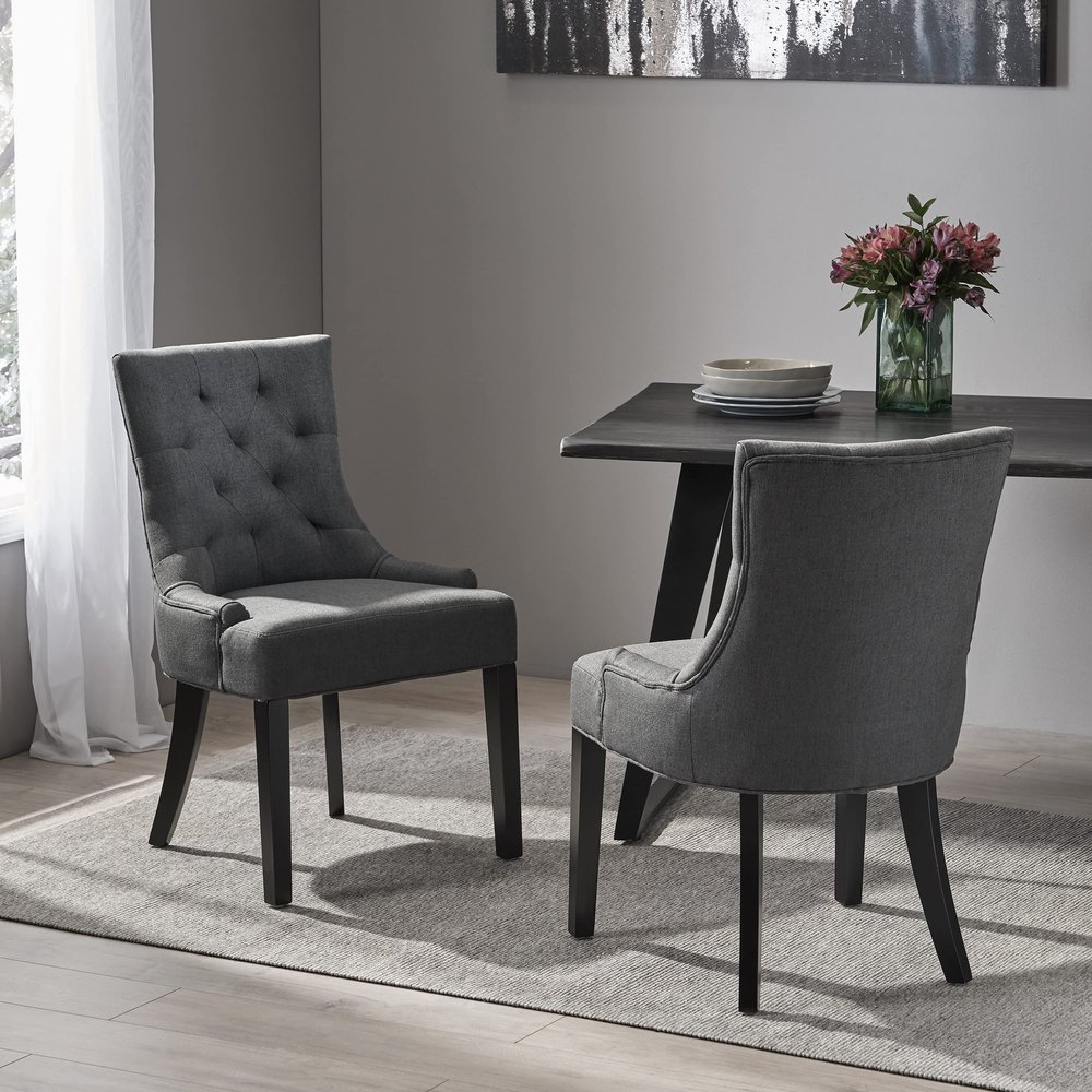 1-CHENEY DINING CHAIR - KD MP2(set of 2),Dark Gray Seating for Dining 30.25x23.25x23(LxWxH)-49.93KG