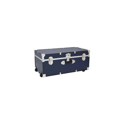 HomeStock Suburban Soiree Rectangular 30" Trunk with Wheels & Lock, Blue, 30" L X 15.75" W X 12.25" H, Secured with Push-Button Key Lock