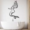 Mermaid Metal Wall Decor, Metal Mermaid Wall Art, Mermaid Large Wall Decor, Coastal Wall Art, Ocean Theme Nautical Decor, Beach Wall Art, Bathroom Metal Wall Art, Wall Decor Living Room (Silver, 59 x 36 in / 150 x 92 cm) view 2