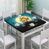 AngelSept Elastic Edge Fitted Square Tablecloth, Blue Halloween Pumpkin Bat Polyester Table Cloth, for Indoor Restaurant or Outdoor Patio Party Dining, Fit for 40" x 40"Square Table view 2