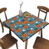 AngelSept Square Fitted Elastic Edge Table Cloths, Halloween Pumpkin Polyester Table Cover, for Outdoor Picnic Camping and Indoor Kitchen Dining Party, Fit for 40" x 40"Square Table view 1