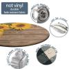 AngelSept Fitted Elastic Edge Round Tablecloths, Wood Grain Sunflower Polyester Table Cloth, for Indoor Outdoor Kitchen Home Party Dinner Patio, Fit for 52" Table view 3