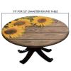 AngelSept Fitted Elastic Edge Round Tablecloths, Wood Grain Sunflower Polyester Table Cloth, for Indoor Outdoor Kitchen Home Party Dinner Patio, Fit for 52" Table view 4