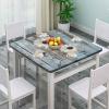 AngelSept Square Fitted Elastic Edge Table Cloths, Teal and White Daisy Flower Polyester Table Cover, for Outdoor Picnic Camping and Indoor Kitchen Dining Party, Fit for 42" x 42"Square Table view 2