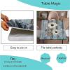 AngelSept Square Fitted Elastic Edge Table Cloths, Teal and White Daisy Flower Polyester Table Cover, for Outdoor Picnic Camping and Indoor Kitchen Dining Party, Fit for 42" x 42"Square Table view 3