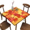 AngelSept Square Fitted Elastic Edge Table Cloths, Autumn Maple Leaves Fall Polyester Table Cover, for Indoor Restaurant or Outdoor Patio Party Dining, Fit for 24" x 24"Square Table view 1