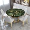 AngelSept Elastic Edge Fitted Round Tablecloth, Green Gilded Marble Polyester Table Cover, for Outdoor Patio and Indoor Kitchen Dining Party, Fit for 40" Table view 2
