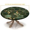 AngelSept Elastic Edge Fitted Round Tablecloth, Green Gilded Marble Polyester Table Cover, for Outdoor Patio and Indoor Kitchen Dining Party, Fit for 40" Table view 4