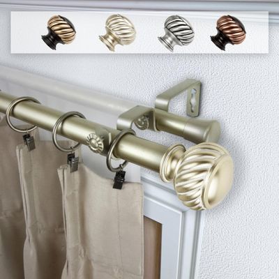 212 Main 1 in. Dia. Swivel Curtain Rod Light Gold - 28-48 in., H23180581