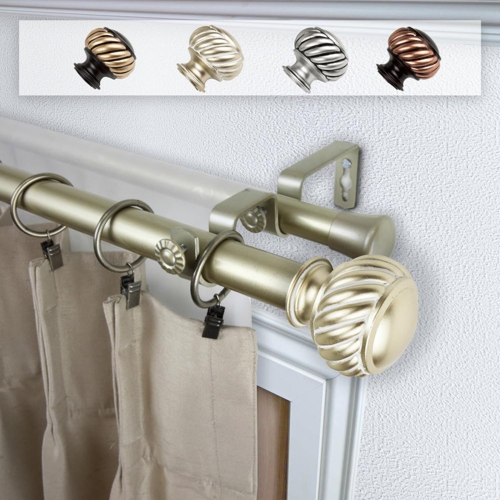 212 Main 1 in. Dia. Swivel Curtain Rod Light Gold - 28-48 in., H23180581