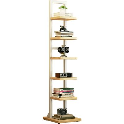 4/6 Tier Invisible Bookshelf Standing Spine Book Tower Creative Corner Storage Rack Tall Narrow Bookshelf With Thickened base Bookcase Utility Shelving for Bedroom Living Room Metal and MDF(White,6Tie