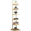 4/6 Tier Invisible Bookshelf Standing Spine Book Tower Creative Corner Storage Rack Tall Narrow Bookshelf With Thickened base Bookcase Utility Shelving for Bedroom Living Room Metal and MDF(White,6Tie view 1