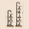 4/6 Tier Invisible Bookshelf Standing Spine Book Tower Creative Corner Storage Rack Tall Narrow Bookshelf With Thickened base Bookcase Utility Shelving for Bedroom Living Room Metal and MDF(White,6Tie view 3