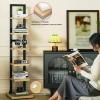 4/6 Tier Invisible Bookshelf Standing Spine Book Tower Creative Corner Storage Rack Tall Narrow Bookshelf With Thickened base Bookcase Utility Shelving for Bedroom Living Room Metal and MDF(White,6Tie view 4