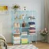 C&AHOME Wire Cube Storage, 12 - Cube Organizer Metal C Grids, Modular Shelves Units, Closet Organizer, Ideal for Home, Office, Living Room, 36.6L x 12.4W 48.4H, Blue UWCS3012B view 2