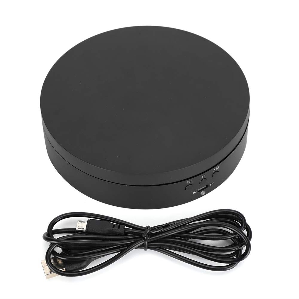 Grcfumo Motorized Rotating Display Stand, Rotating Display Stand, 2 to 4KG Load Bearing, Display Base for Jewelry Phone Black