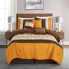 Chezmoi Collection Maple 7-Piece Orange Brown Geometric Embroidery Pleated Striped Comforter Bedding Set, King Size view 2