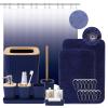 XLHOMO Bathroom Accessory SetBathroom Sets with Shower Curtain and Rugs, No Slip Bathroom Rugs Super Absorbent, Blue Ombre Water-Proof Shower Curtain with Hooks, Blue Bathroom Sets Complete for Home view 1