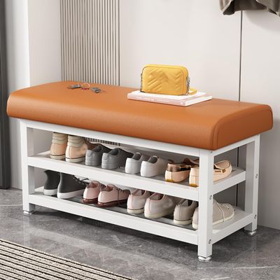 Entryway Bench with Storage and Shoe Bench - Perfect Storage Bench for Entryway, End of Bed Bench, or Bed Bench - Functional Entryway Shoe Storage and Shoe Storage Bench(Orange white,120x30x49cm)