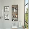 leoglint Mariana Medicine Cabinet, One External Shelf, Single Door Mirror Two Internal Shelves -Light Gray view 4