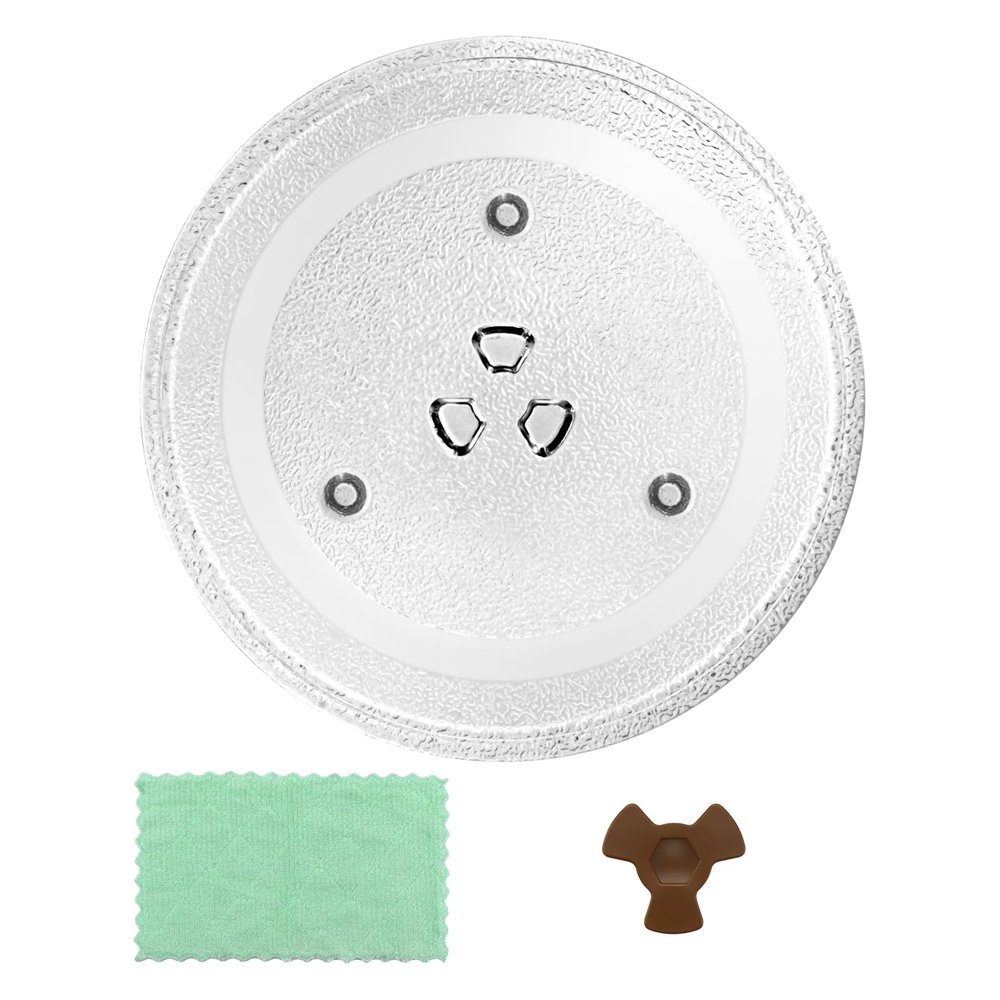 LUBIYACK 16.5" Glass Microwave Plate Replacement for WB48X29704 Microwave Turntable Tray Oven Rotating Dish Tray with Y shaped design for Better Reheating and Even Heat Distribution