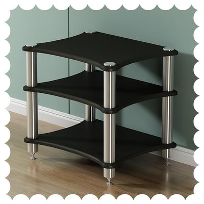 OUKEJNM Movable 1/2/3/4-Tier Media Storage Cabinet, Audio-Video Media Stand, Wooden Corner Shelves Component Cabinet, Multi-Function Stereo Rack Audio Tower(Black,3 Tier-60x50x60cm)