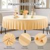 2 Pack Champagne Spandex Round Tablecloths for 60 inch Tables, Stretchy Fitted 5FT Round Table Cloths with Skirt for Wedding Party Dining Banquet view 2