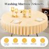 2 Pack Champagne Spandex Round Tablecloths for 60 inch Tables, Stretchy Fitted 5FT Round Table Cloths with Skirt for Wedding Party Dining Banquet view 3