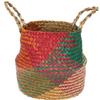 Hperu Seagrass Storage Basket Seagrass Belly Storage Basket with Handles Woven Foldable Storage Pot Plant Basin Cover for Laundry Groceries Picnic Beach Bag (S), 22*20cm view 1
