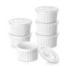 vancasso 6 oz Ramekins with Lid, Porcelain Creme Brulee Souffle Dishes, White Pudding Custard Cups Ramiken for Baking, Dishwasher and Oven Safe, Set of 6 view 1