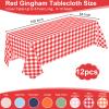 12 Pack Red Gingham Tablecloths, 54 X 108Inch Plastic Red and White Checkered Tablecloth Disposable Picnic Table Cloths Waterproof Outdoors Tablecloth for Camping Picnic Barbecue Birthday Party view 2