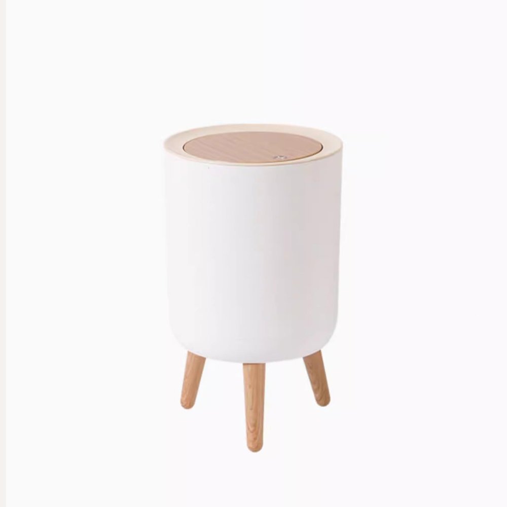 DINBOZ26X Garbage Can Trash Can with Lid Kitchen Bathroom Bedroom Living Room Trash Can Push Open Lid with High Legs,7L Wastepaper Basket, Dingzhebo2022