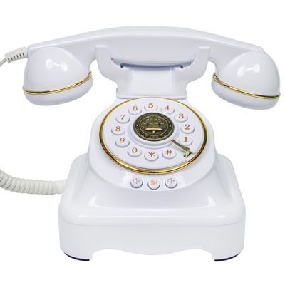 FiayaCom Audio Guest Book Wedding Phone with One-Touch Playback & Adjustable Volume for Wedding, Anniversary, Birthday Parties, Tattle Phone for Classroom(Art Deco, White)