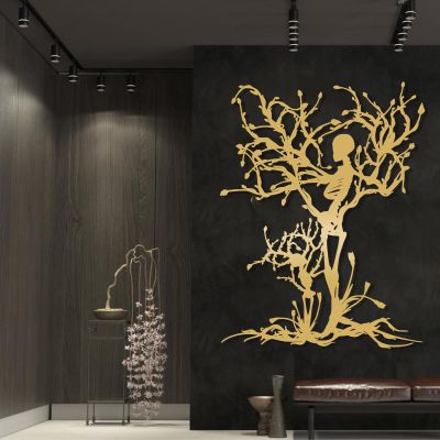 Skeleton Tree Metal Wall Art, Skull Tree Metal Wall Decor, Tree of Life Wall Art, Gothic Wall Decor, Metal Tree Branch Wall Decor, Abstract Tree Wall Art, Living Room Wall Art, Housewarming Gift (Gold, 18"x24"|46x60cm)