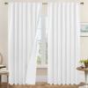 LAMIT White 100% Blackout Linen Curtains 84 Inches Long, Linen Textured Living Room Farmhouse Curtains Full Room Darkening Back Tab and Rod Pocket Panels with White Liner, 2 Panels, 60 x 84 Inch view 1