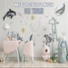 Ocean Whales Wall Sticker For Kids Room Decor - The Under Sea Life Baby Boy Nursery Decal view 3