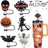 6 Pack Halloween Straw Covers, Reusable Silicone Ghost Straw Toppers for Stanley, Stanley Cup Accessories for Stanley 30&40oz Tumbler Cup Halloween Decoration view 1