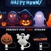 6 Pack Halloween Straw Covers, Reusable Silicone Ghost Straw Toppers for Stanley, Stanley Cup Accessories for Stanley 30&40oz Tumbler Cup Halloween Decoration view 2