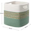 UBBCARE Set of 4 Storage Cubes 13 X 13 X 13 in, Water Hyacinth Storage Bins for Shelves, Toys, Book, Storage Baskets with Handles, Cotton Rope Woven Baskets for Organizing, Green view 2