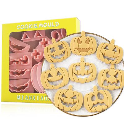 10 Piece Halloween Cookie Cutters, 3d Raised Design Gingerbread Cookie stamps, 8 Style Eye and Mouth Cookie Cutter Set,Mini Pie Molds,Apple Pie Pastry Biscuit (Pumpkin-Mouths)
