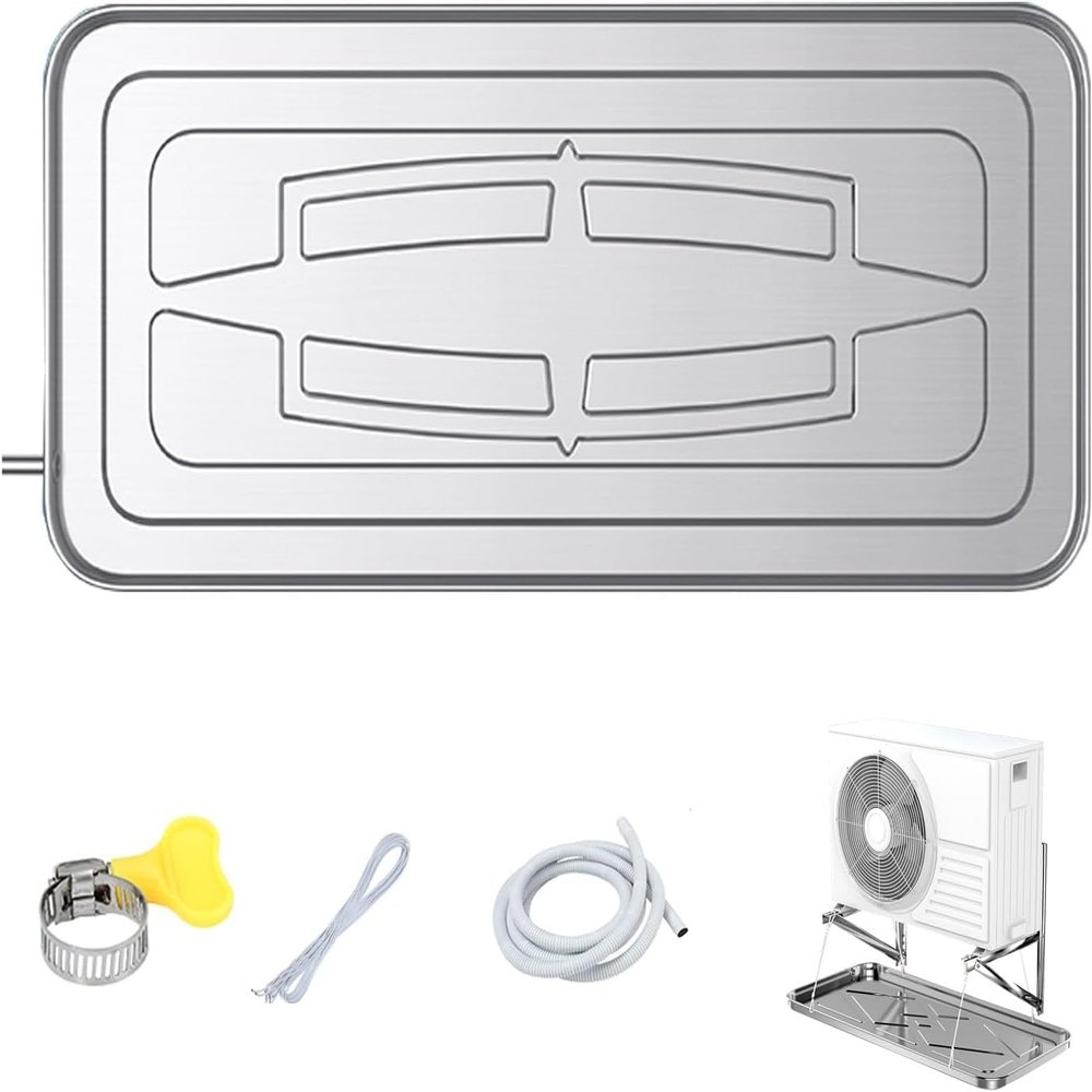 YONGYILI Window Air Conditioner Drain Kit, Metal Water Tray, Condensate Drip Pan, Drain Pan, Large Drip Tray(37x17in,118in Water Pipe)