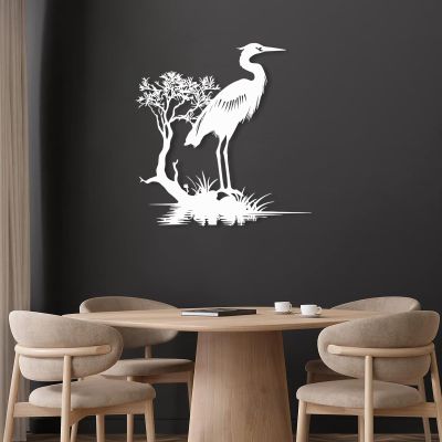 Aportif Metal Cranes Wall Art, Metal Bird Wall Art, Cranes Bird Art Wall Decor, Birds Sign, Boho Decorations, Bathroom Wall Decor(White, 18 x 17 in / 47 x 45 cm)