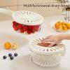 2024 New Draining Basket with Lid, Colander Strainer Bowl with Foldable Handles, Multi-Functional Double Layer Fruit and Vegetable Kitchen Sink Strainer for Washing Draining Fresh Storage (Brown) view 2