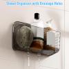 CGBE 2 Packs Cabinet Door Organizer, Acrylic Adhesive Shelf Wall Mounted Storage, Self Adhesive Shower Shelves Without Drilling, Automatic Draining Clear Shower Organizer for Bathroom view 4