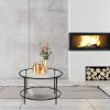 26 Inch Modern Round Tempered Glass Coffee Table,Sofa Center Tea Table,Modern Industrial Cocktail Clear Coffee Table,with Metal Legs,for Home Office Living Room Guest Reception Room (Black) view 2