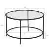 26 Inch Modern Round Tempered Glass Coffee Table,Sofa Center Tea Table,Modern Industrial Cocktail Clear Coffee Table,with Metal Legs,for Home Office Living Room Guest Reception Room (Black) view 3