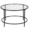 26 Inch Modern Round Tempered Glass Coffee Table,Sofa Center Tea Table,Modern Industrial Cocktail Clear Coffee Table,with Metal Legs,for Home Office Living Room Guest Reception Room (Black) view 4